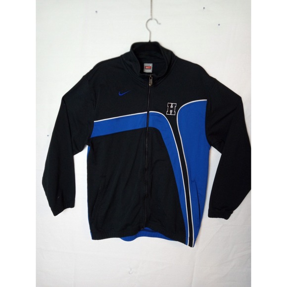 Nike Team Black Blue Track Jacket Mens Small Zip Up H Logo Polyester‎ Pockets - Picture 1 of 14